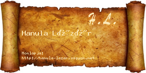Hanula Lázár névjegykártya